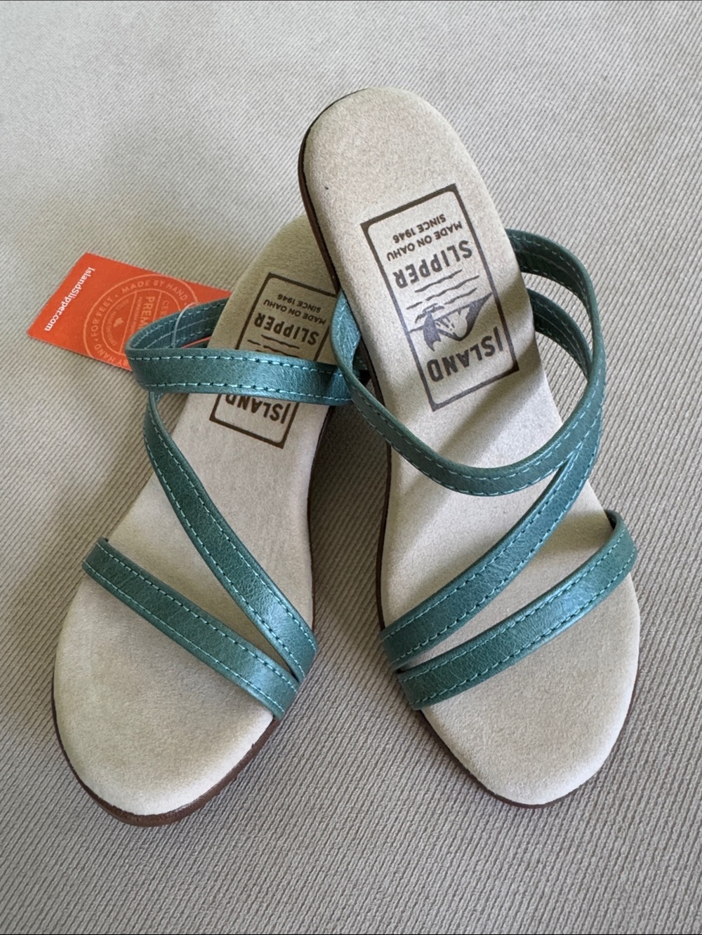 Island Slipper Women’s Teal Strappy Slide Sandals